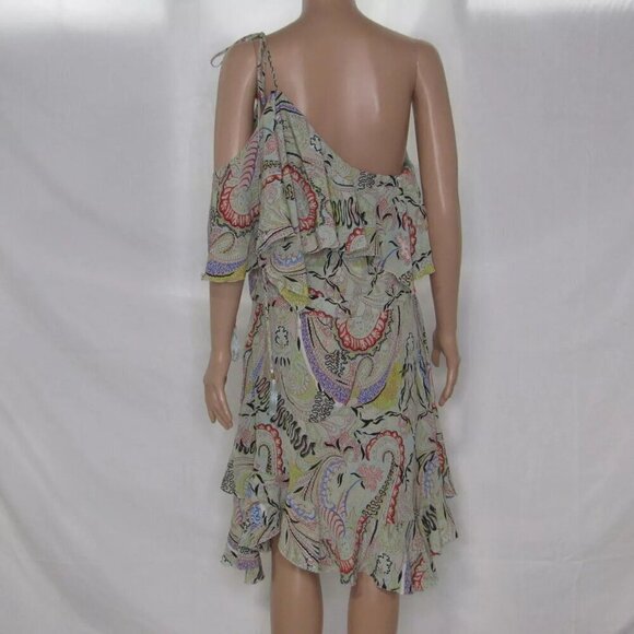 NEW ETRO Women's One Shoulder Silk Dress Multicolor Size 12 - Picture 10 of 16